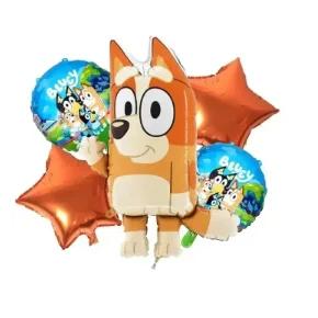 Desenhos animados azuis aniversário decoração balões, fofo foil número balão set, decoração adereços partido, presente, 6 pcs - Image 1
