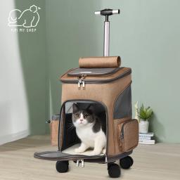 Pet Travel Carrier Mochila, Rodas de Rolamento Removíveis, Ventilação De Malha, Janela, Bolsos De Armazenamento, Cães, Gatos, Cachorro, Suprimentos - Image 1