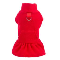Vestido monocromático de gola alta Fleece Pet, Pulôver para cães pequenos, vestido de princesa, bolsos clássicos, roupas de gancho - Image 5