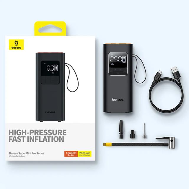 Compressor de Ar Sem Fio Baseus: Bomba Portátil para Carros, Motocicletas e Bicicletas com Display Digital LCD