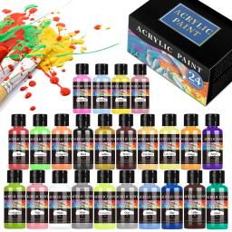 Conjunto de tinta engarrafada acrílica, 24 cores, conjunto, tinta para tecido, roupas, pintura, sapatos, couro, pigmento DIY - Image 1
