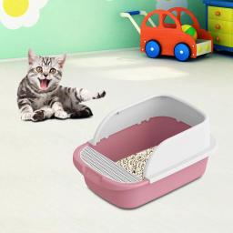 Caixa de areia semi fechada para gato pet, bandeja removível do toalete, anti salpicos, suprimentos de viagem gatinho, grande espaço - Image 4