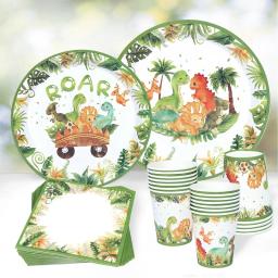 Descartável Cartoon Dinosaur Tableware, Decoração Do Partido, Fontes De Aniversário, Baby Shower, Selva Safari, Crianças - Image 1