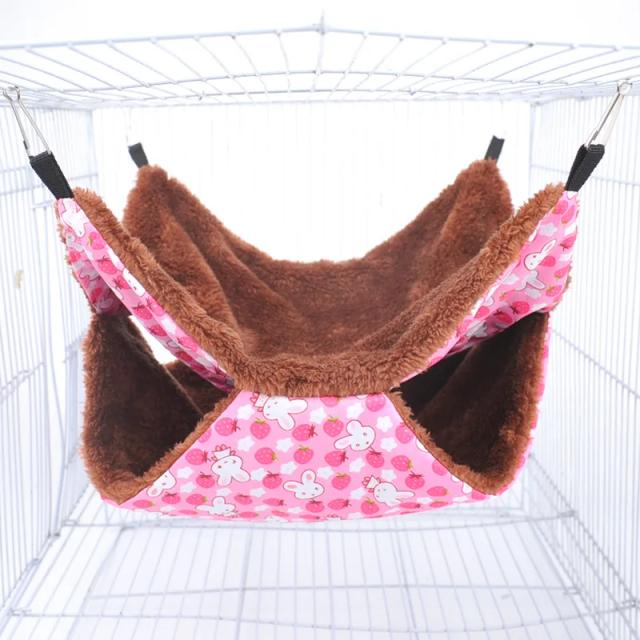 Cama Suspensa de Plush em Duas Camadas para Gatos e Roedores, Conforto e Calor para seu Pet