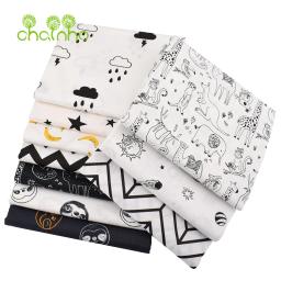 Chainho-Tecido De Algodão De Tecer De Sarja Impressa, Tecido De Patchwork, Costura DIY, Material De Quilting, Série Preto e Branco, 3 Especificação, C137 - Image 3