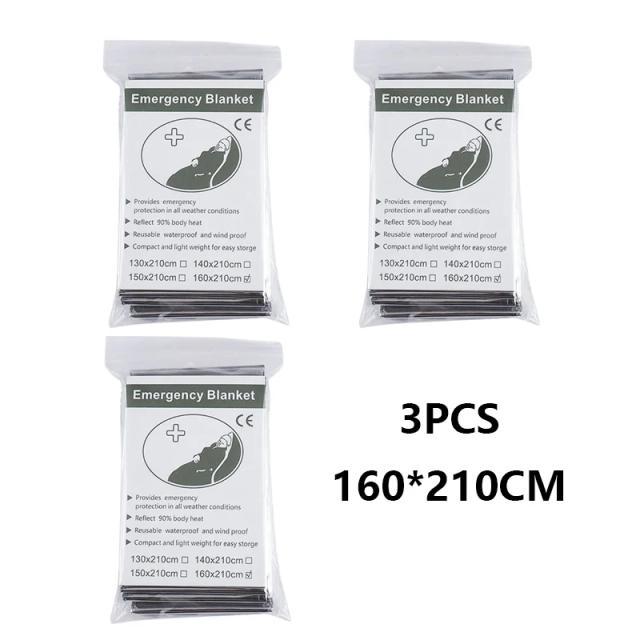 Kit de Primeiros Socorros para Sobrevivência ao Ar Livre com Cobertor Térmico, Isolamento à Prova de Vento e Folha de PET - Ideal para Emergências Militares de 1 a 3 Pessoas