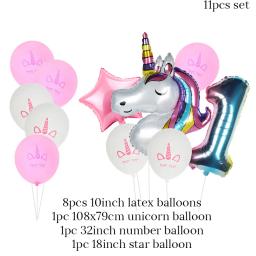 Conjunto de utensílios de mesa descartáveis para festa temática de unicórnio, guardanapos, banner, chá de bebê, menina, 1, 2, 3 anos, suprimentos de decoração de festa de aniversário - Image 5