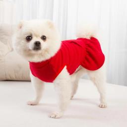 Vestido monocromático de gola alta Fleece Pet, Pulôver para cães pequenos, vestido de princesa, bolsos clássicos, roupas de gancho - Image 3