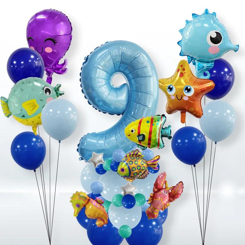 Conjunto balão animal subaquático, polvo, balão digital, decoração de festa de aniversário infantil, por atacado - Image 1