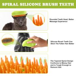 Escova a vapor para cão e gato, pente de massagem 3 em 1, spray elétrico, pet grooming, silicone macio, para tirar o cabelo - Image 4