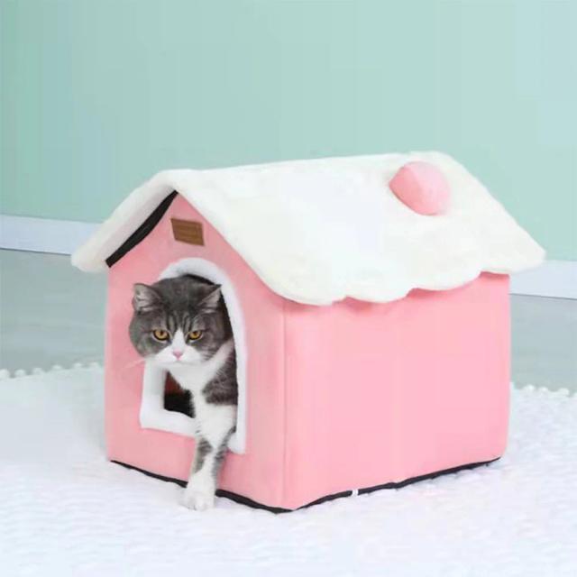 Cama para Gatos Hanpanda - Caverna Plush Respirável, Almofada Lavável e Destacável, Sofá Macio e Espaço Amplo para Pets