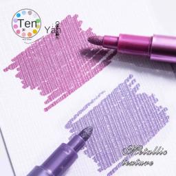 Metálico Permanente Arte Marcadores, Canetas, Artesanato Manga, Scrapbooking, Pintura Metal Rock, Papelaria, Material Escolar, 12 Cores - Image 4