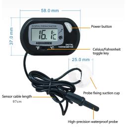 LCD Digital Aquário Termômetro, Medidor de temperatura e água, Detector de temperatura do tanque de peixes, Pet Supplies, Ferramenta aquática - Image 4