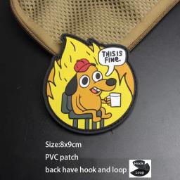 Mochila com braçadeira moral, patch de gancho e laço, tudo bem Meme, celebridade da Internet, cachorro bebendo café divertido, novo design - Image 6