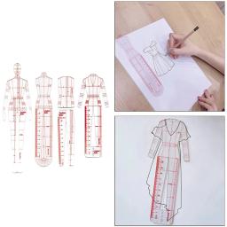 Régua modelo costura manequim, 4 unidades, ilustração régua desenho para costura, alfaiataria, design - Image 2