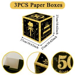 Caixas de Cartas de Aniversário para Adultos, Dourado e Preto, Presente de Papel, Artigos de Festa, 30 Anos, 40 Anos, 50 Anos - Image 5