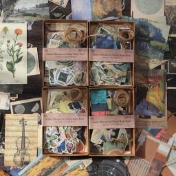 JIANQI-DIY Scrapbook Materiais Combo Kit, PET Adesivos, Decor Junk Journal, Art Collage, Álbum de fotos, Papel Vintage, 200pcs por conjunto - Image 2