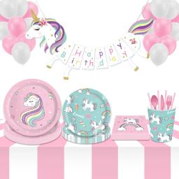 Unicórnio descartável utensílios de mesa unicórnio festa decoração placa de papel copos guardanapos unicórnio aniversário chá de fraldas festa da menina suprimentos - Image 2