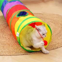 Túnel para gatos Brinquedos dobráveis para gatos de estimação Treinamento de gatinhos Túnel de brinquedo divertido interativo Bored For Puppy Kitten Rabbit Play Tunnel Tube - Image 5