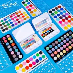 Conjunto de tinta aquarela lavável com pincel e paleta, não tóxico vibrante para crianças, adultos, iniciantes, artistas, 12, 28, 36 cores - Image 1