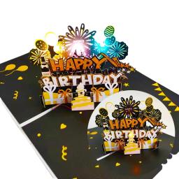 Cartões de aniversário 3D com envelope, luz e música, cartão de feliz aniversário, cartão de presente pop-up musical para homem e marido - Image 4