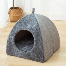 Confortável cama dobrável de pelúcia, sofá macio para cães pequenos e médios, casa de gatos, almofada para dormir para cachorros, ninho quente para inverno - Image 2
