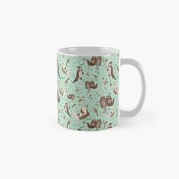Caneca de café clássica com foto impressa simples, lontras em azul, identificador de imagem, copos redondos, xícara de chá, design, presentes - Image 1