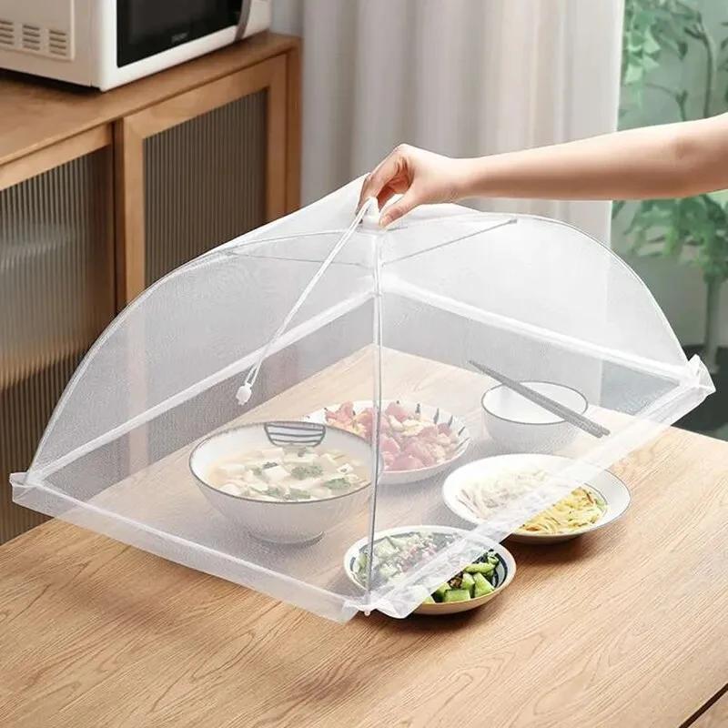 Capa de malha dobrável para alimentos, lavável, moscas, mesas, à prova de insetos, proteção para pratos, acessórios de armazenamento de cozinha para casa - Image 1