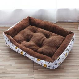 Cama grande acolchoada de veludo quente, cama grande com estampa para animal de estimação, casa de cachorro, rosa, macia, lã, gato, casa de cachorro, petshop, ninho, cestas - Image 2