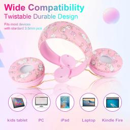 Unicórnio dos desenhos animados crianças fones de ouvido para meninas música estéreo do computador fone de ouvido com fio do telefone móvel com microfone para o menino presente da criança - Image 5