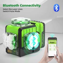Huepar-Kits Laser Controle Remoto, Linha Cruzada, Auto Nivelamento, Bluetooth, Nível Laser, Bateria de Lítio-ion, Carry Case rígido, 3D - Image 2