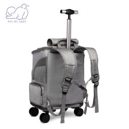 Pet Travel Carrier Mochila, Rodas de Rolamento Removíveis, Ventilação De Malha, Janela, Bolsos De Armazenamento, Cães, Gatos, Cachorro, Suprimentos - Image 4