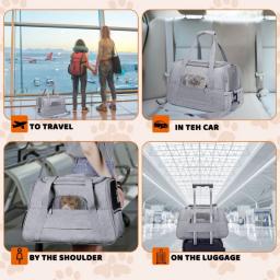Portador de Animais Portátil com Malha Soft-Sided, Transportadora Respirável, Bolsa Dobrável para Cães e Gatos, Bolsa de Transporte - Image 4