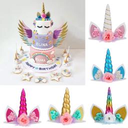 Tema do unicórnio Bolo Toppers, arco-íris, chifre asas, menina festa de aniversário, DIY Decoração, Cupcake Wrapper, Fontes do partido - Image 3