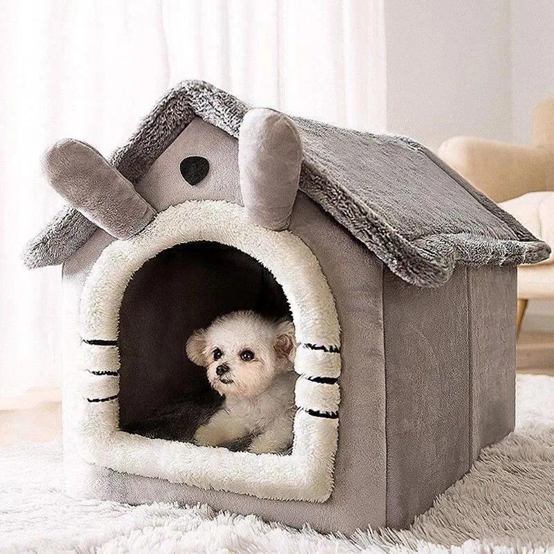 Casa dobrável para gatos com castelo destacável, acessórios para ninho lavável, cama para cães pequenos e gatos, suprimentos para animais, inverno - Image 1