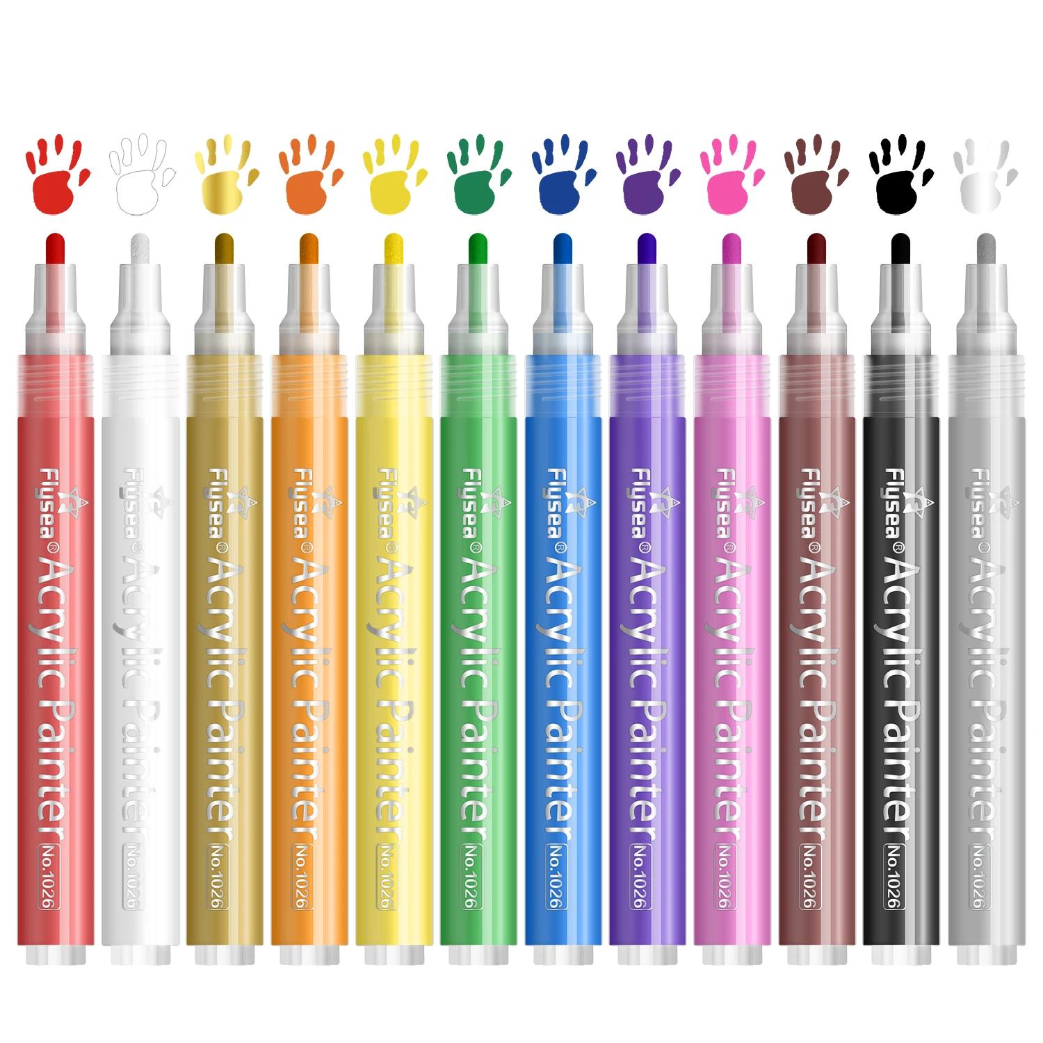 Marcadores de tinta acrílica para pintura rupestre, artesanato, lona de vidro cerâmico, ponta média, 12, 18, 24 cores, 2-3mm - Image 1