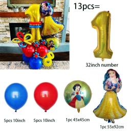 Neve balões de hélio branco para meninas, decoração princesa, festa de aniversário, 32 polegadas, número ouro, brinquedos para crianças, 13pcs - Image 2