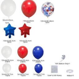 Kit Balão com Balões Star Foil, Festas de Aniversário, Festa, Vermelho, Azul, Branco, Dia dos Namorados, 132pcs - Image 3