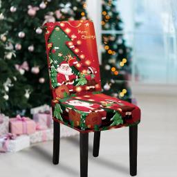 Cadeira Stretchable Natal capas Set, festivo Santa Cartoon Snowman Print, novo - Image 1