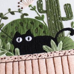 DIY Kit Gato Bordado para Iniciantes, Animal Padrão Impresso, Ponto Cruz Set, Bordado Hoop, Costura Artesanal, Art Craft Kit, Bonito - Image 3