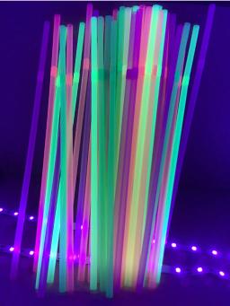 Fluorescente flexível canudos, Fontes do partido de néon, brilho no escuro, aniversário, casamento, doces cor, 100pcs, conjunto - Image 3