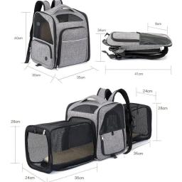Mochila Pet expansível para cão e gato, transportadora para gatinho médio grande, saco de transporte respirável, bagagem ao ar livre para viagens - Image 3