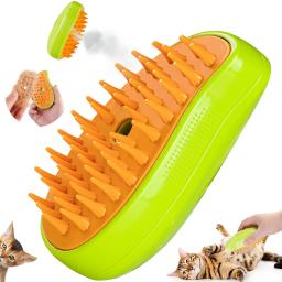Escova a vapor para cão e gato, pente de massagem 3 em 1, spray elétrico, pet grooming, silicone macio, para tirar o cabelo - Image 1