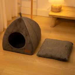 Confortável cama dobrável de pelúcia, sofá macio para cães pequenos e médios, casa de gatos, almofada para dormir para cachorros, ninho quente para inverno - Image 6