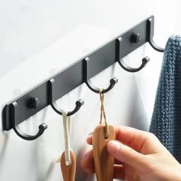 Ganchos de parede de alumínio Punch-free, cremalheira do armazenamento, cremalheira, salvar o espaço, preto, prata, porta, parte traseira, roupa, banheiro, toalha, 1Pc - Image 3