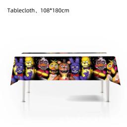 Fnafs Birthday Party Decoração, Pano de fundo, Banner de aniversário, Talheres temáticos, Anime Balão, Bolo Topper, Foto Prop - Image 4