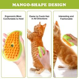 Escova a vapor para cão e gato, pente de massagem 3 em 1, spray elétrico, pet grooming, silicone macio, para tirar o cabelo - Image 5